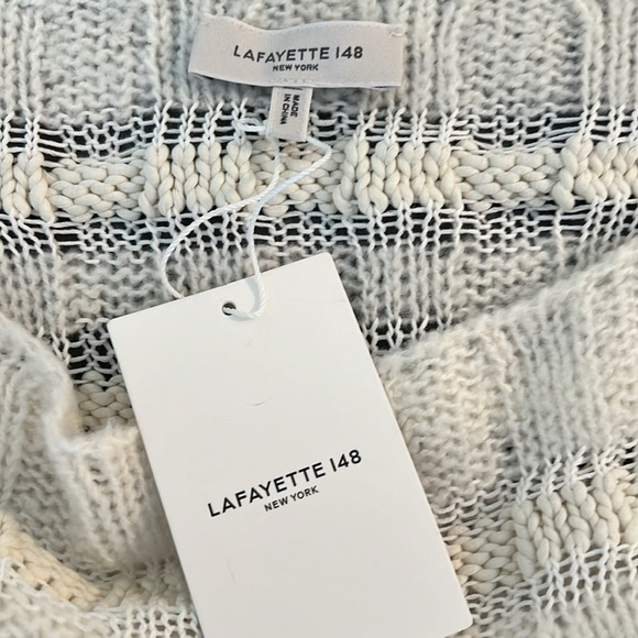 NWT Lafayette 148 Rib Bateau Neck Sweater Cloud Knit Silk Wool Cotton Sweater - Picture 9 of 13